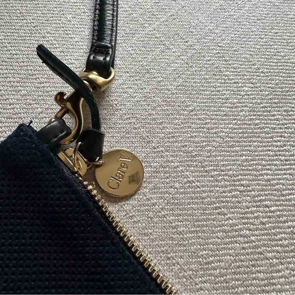 Clare V Sac Bretelle Navy Perf Suede w Stripes Crossbody Bag - Picture 3 of 6